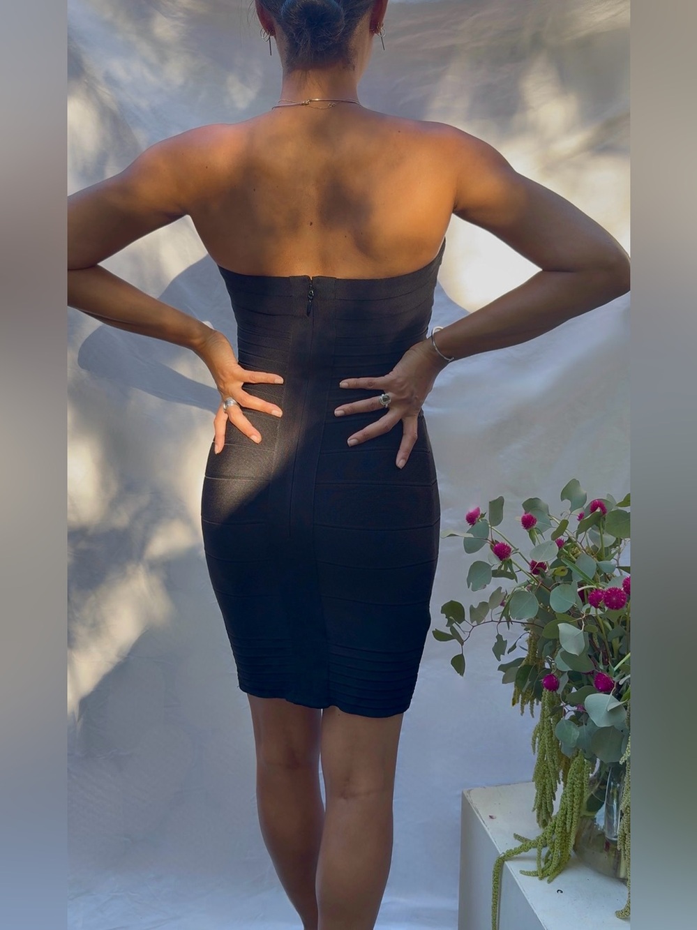 Hervé Léger Black Strapless Bandage Mini Dress - Picture 2 of 7
